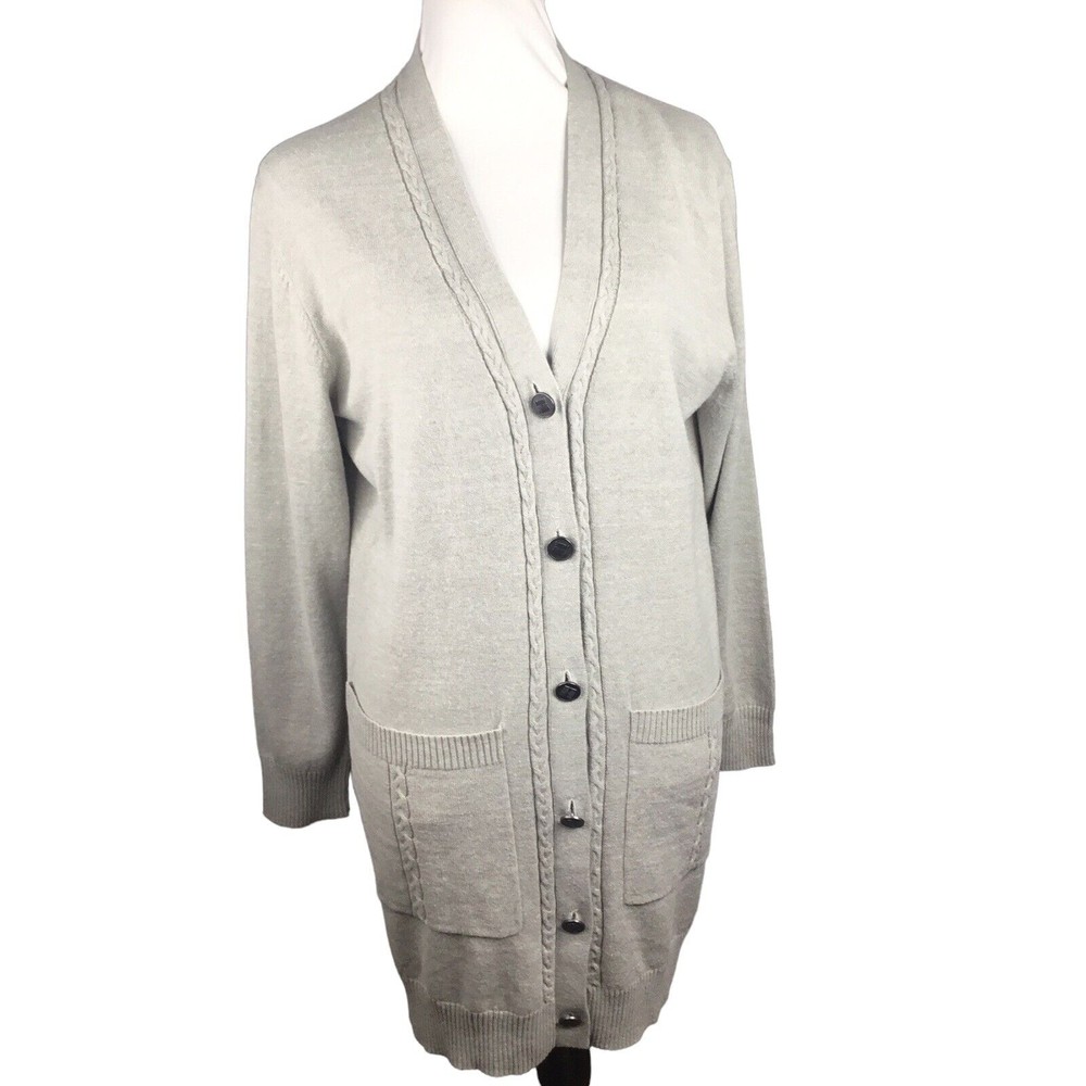 KESTAN Women's Open Front Long Cardigan Sweater grey Size M Cotton Blend